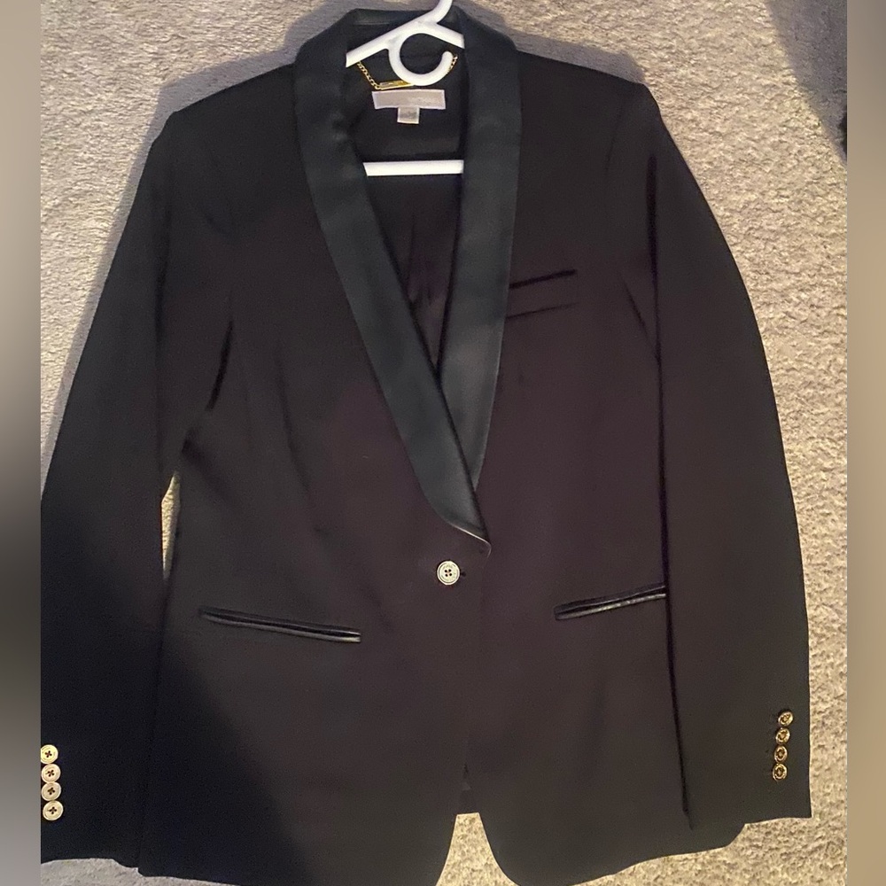 Michael Kors Black Jacket with faux leather trim Details